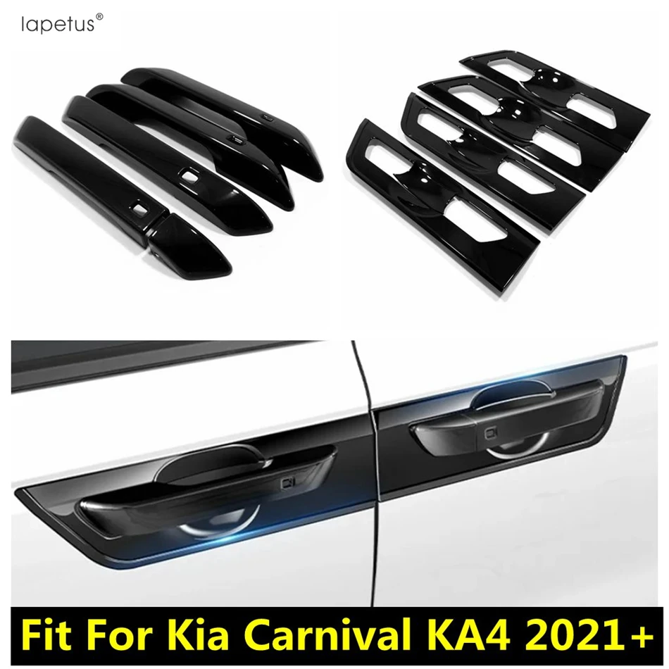 

Black Car Door Handle Bowl Frame Decoration Protection Cover Trim Accessories Exterior Refit Kit For Kia Carnival KA4 2021- 2023