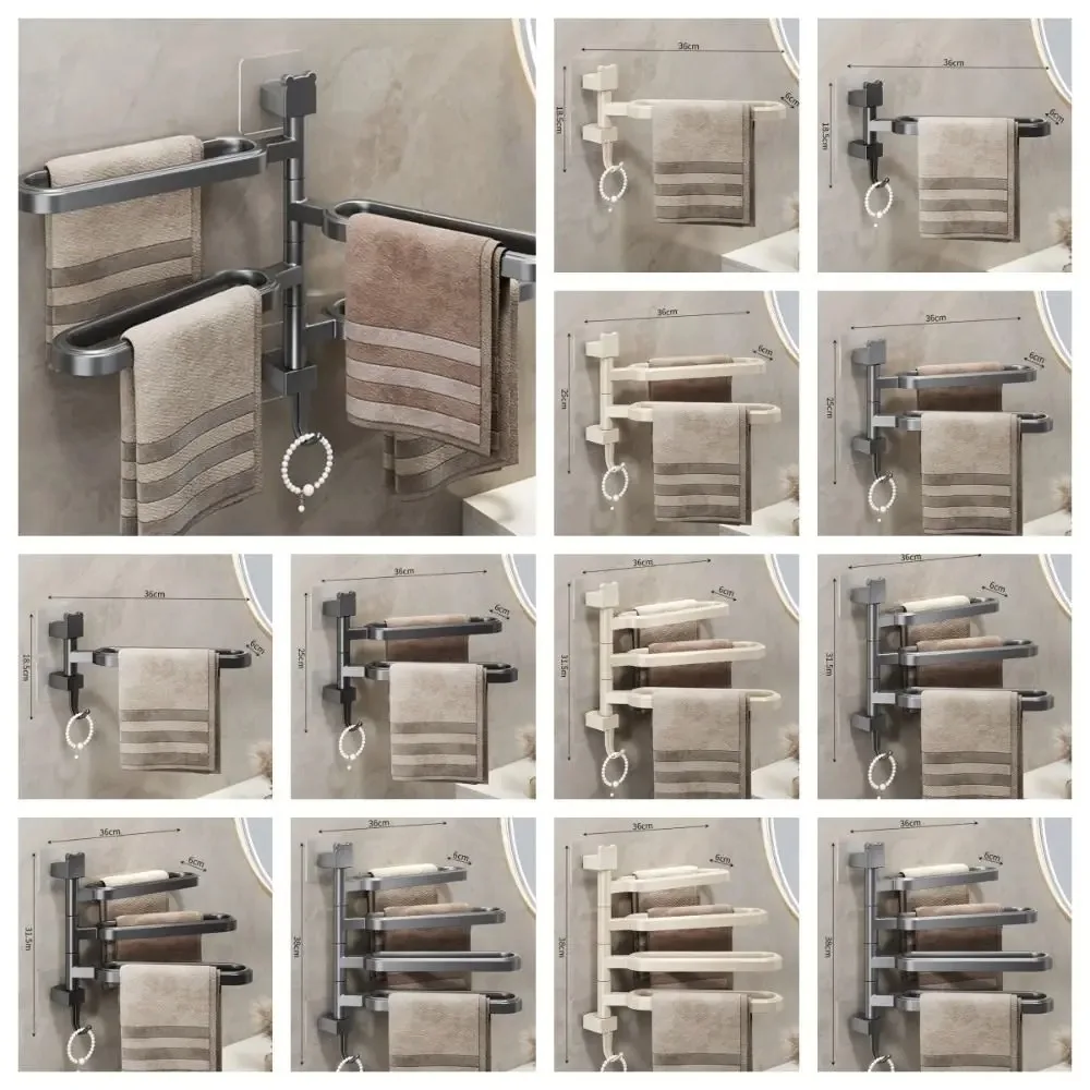 Description Picture 4 of itemPlastics Rotating Multi-rod Towel Rack Wall Mounted Multi-layer Shower Towel Rack Towel Rack Rotatable Multi-Bar Towel Rack