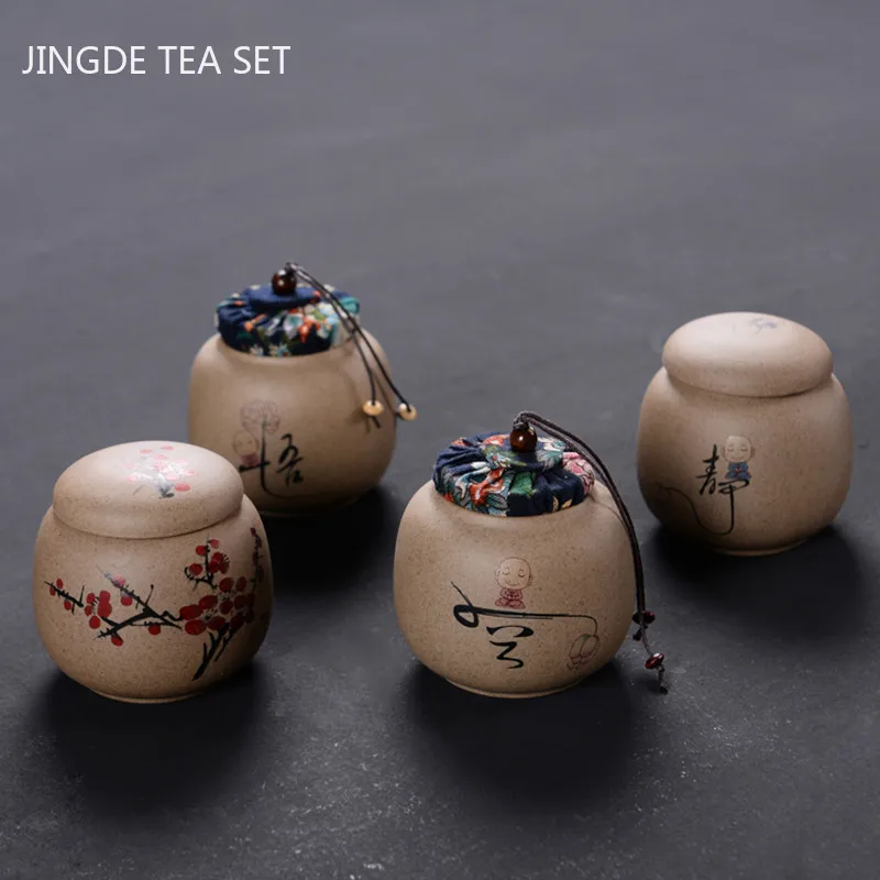 Chinese Ceramic Tea Tin Travel Tea Bag Storage Box Portable Sealed Tea Caddy Coffee Canister