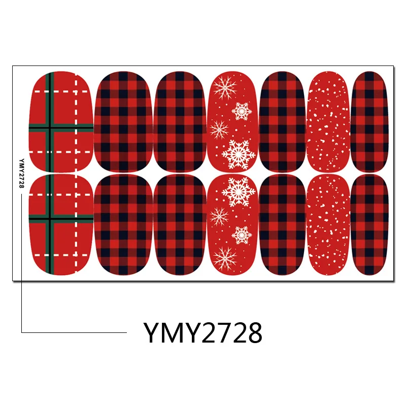 Baking Free Christmas Series Nail Polish Stickers Strips Plain Nail Art Decorations Heart Designs Glitter Powder Manicure Tips