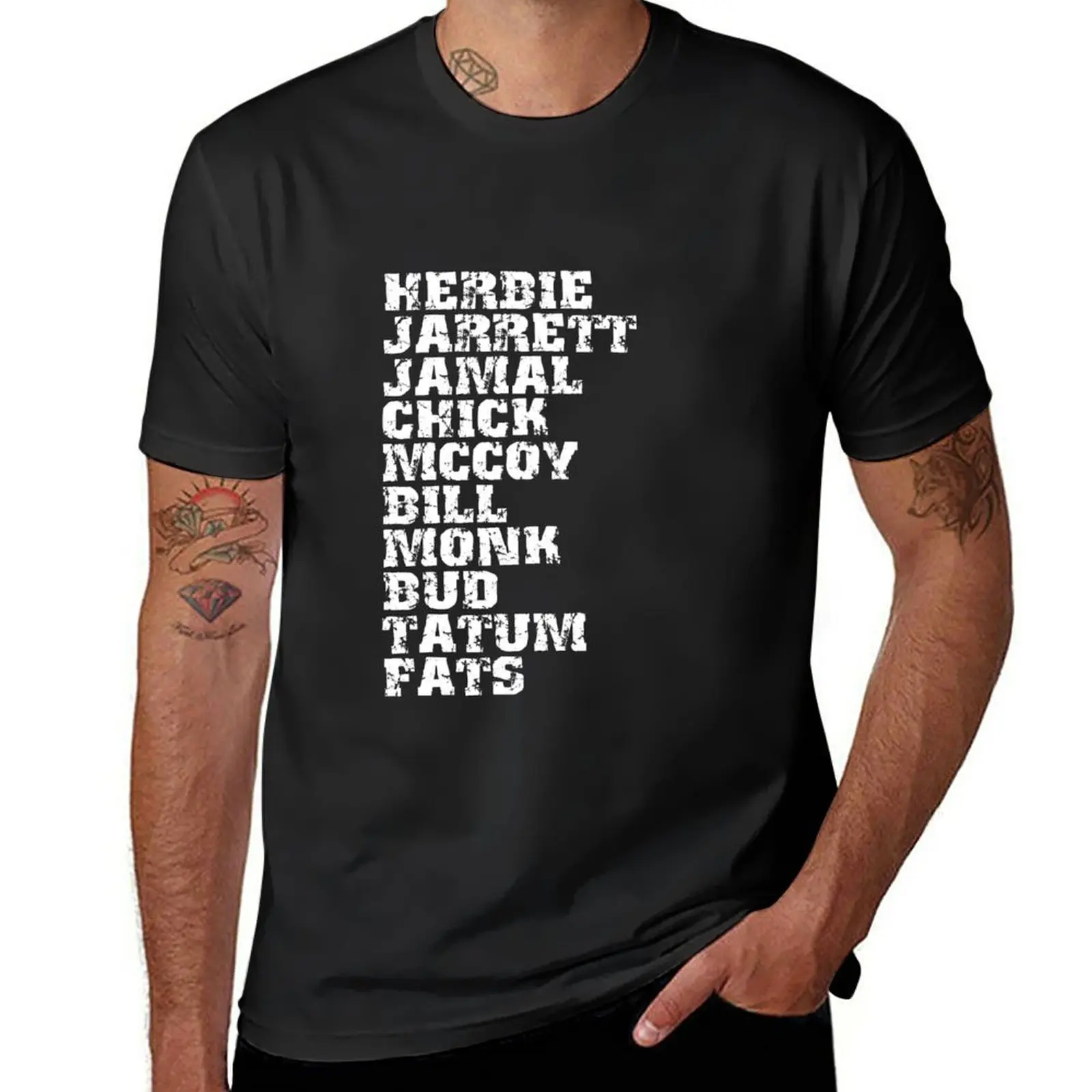 

New Famous Influential Jazz Pianists List T-Shirt Oversized t-shirt kawaii clothes designer t shirt men