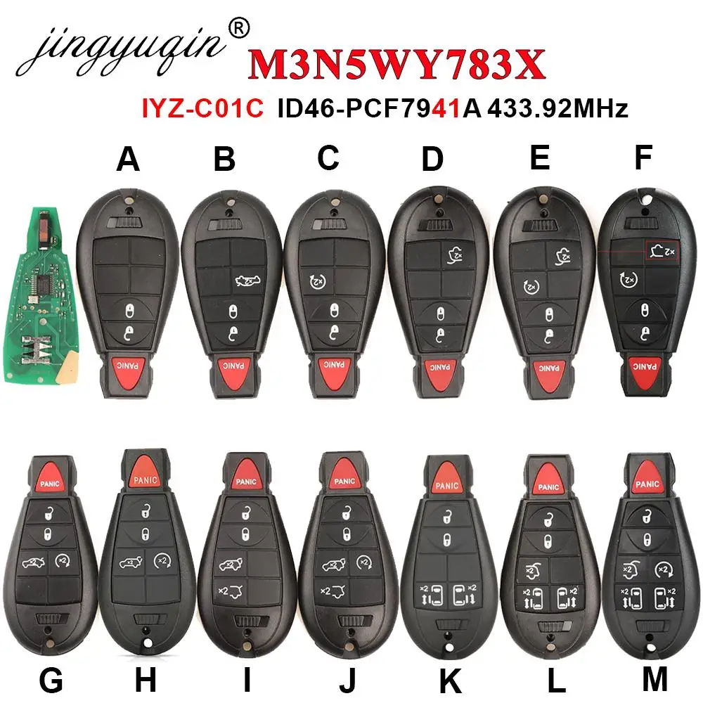 Car remote key 433Mhz 7941 Remote Car Key Fob for Chrysler Jeep Dodge