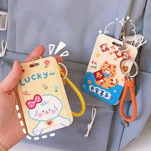 

New Cute Cartoon Tiger Bear ID Credit Bank Card Holder Student Keychain Bus Card Case Identity Badge Cover Women Men Pendants