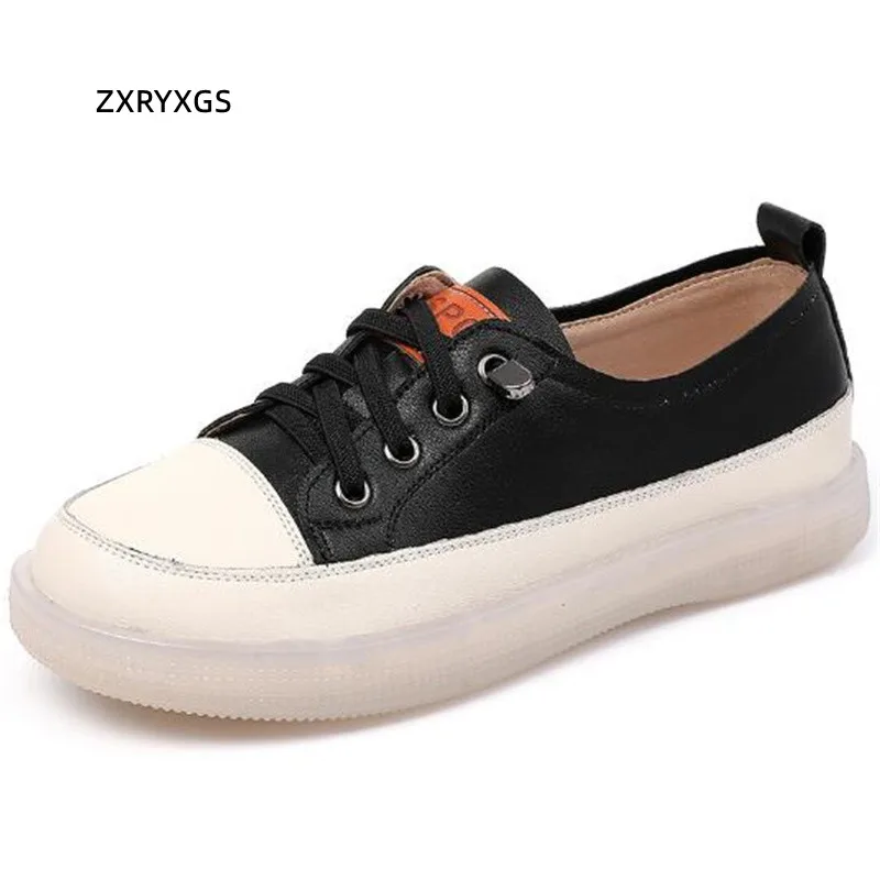 

ZXRYXGS Cross Straps Temperament Trendy Sneakers Women Flat Shoes 2022 Autumn Comfort Soft Sole Genuine Leather Shoes Big Szie