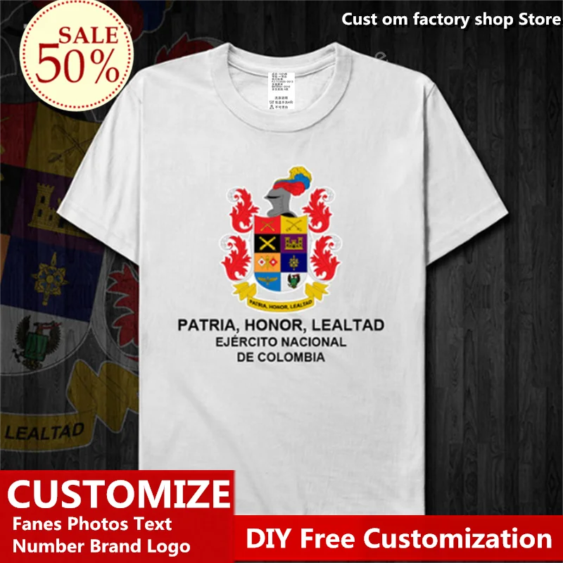 Maglietta In Cotone Dell'Esercito Colombia Ventagli In Jersey Personalizzati Nome Fai Da Te Numero Logo Tshirt High Street Fashion Hip Hop T-Shirt Cas