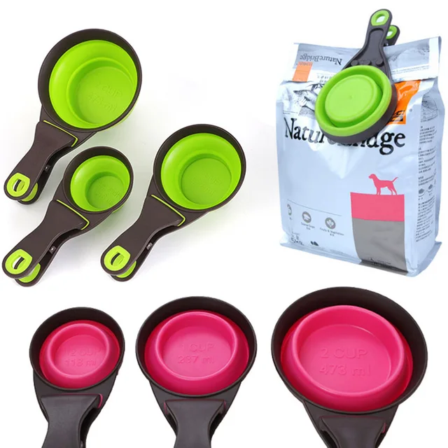 Collapsible Dog Food Scoop Pet Bag Clip Outdoor Bowl Measuring Cup Cat Food Sealing Clip Multifunctional Convenient Pet Supplies 2