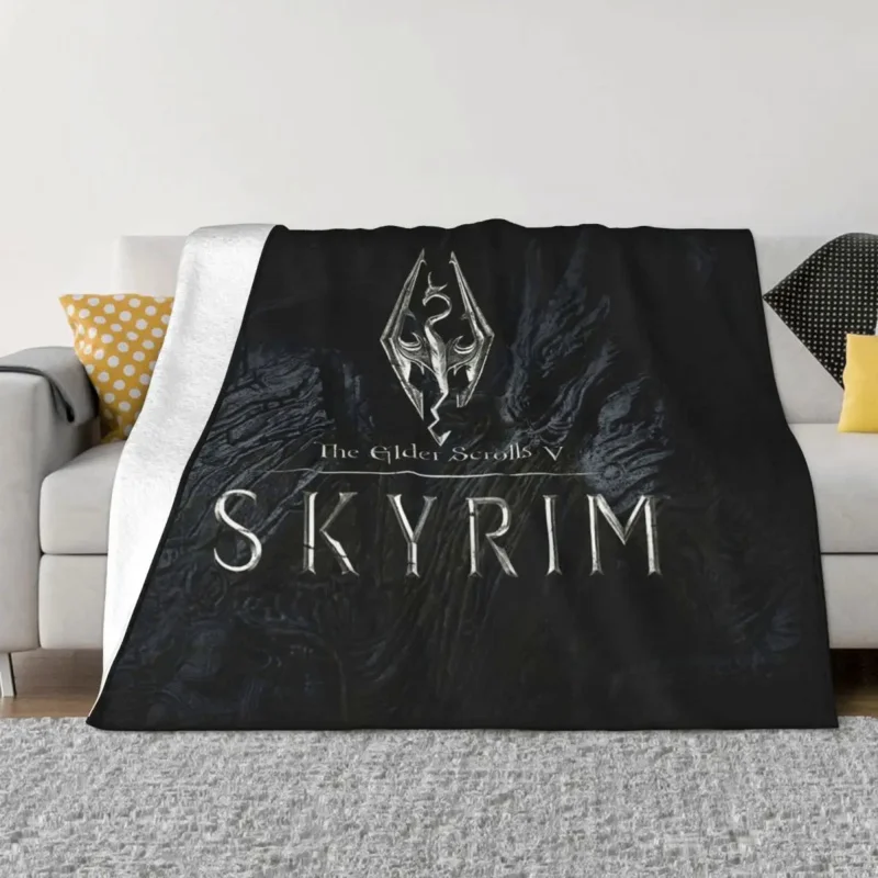 

The Elder Scrolls V Skyrim Blankets Fleece Autumn/Winter Video Game Portable Soft Throw Blanket for Bed Bedroom Bedding Throws