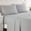 Battilo Double Bed Sheets 4Pieces Set Fitted Flat Sheet with Pillowscase Luxury Microfiber King Queen Full Twin Size Bedding Set 1