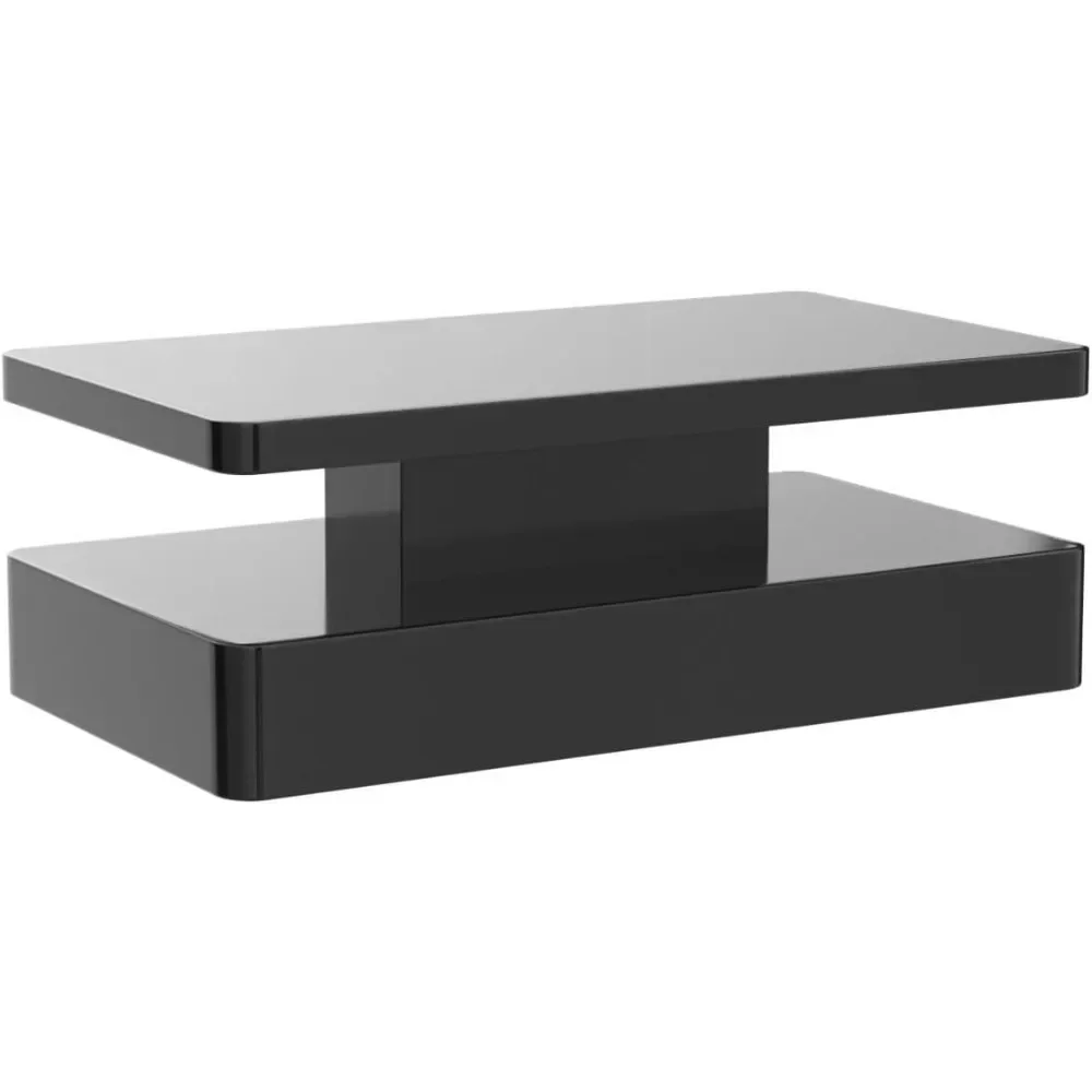 Coffee Table, Coffee Table for Living Room, Contemporary Rectangle Design Coffee Table with 16 Colors LED Lights, Coffee Tables 6