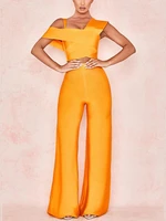 High Quality Two Piece Sets Rompers Womens Jumpsuit  Sexy One Shoulder Bodycon Bandage Jumpsuit Elegant Overalls for Women