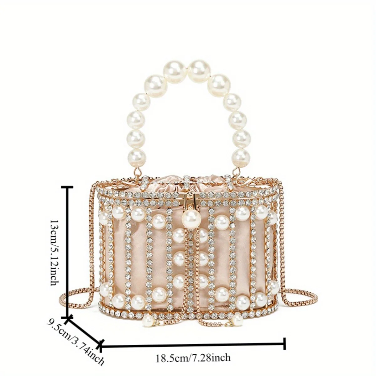 Luxury Rhinestone Pearl Woven Crossbody Evening Bag for Women
