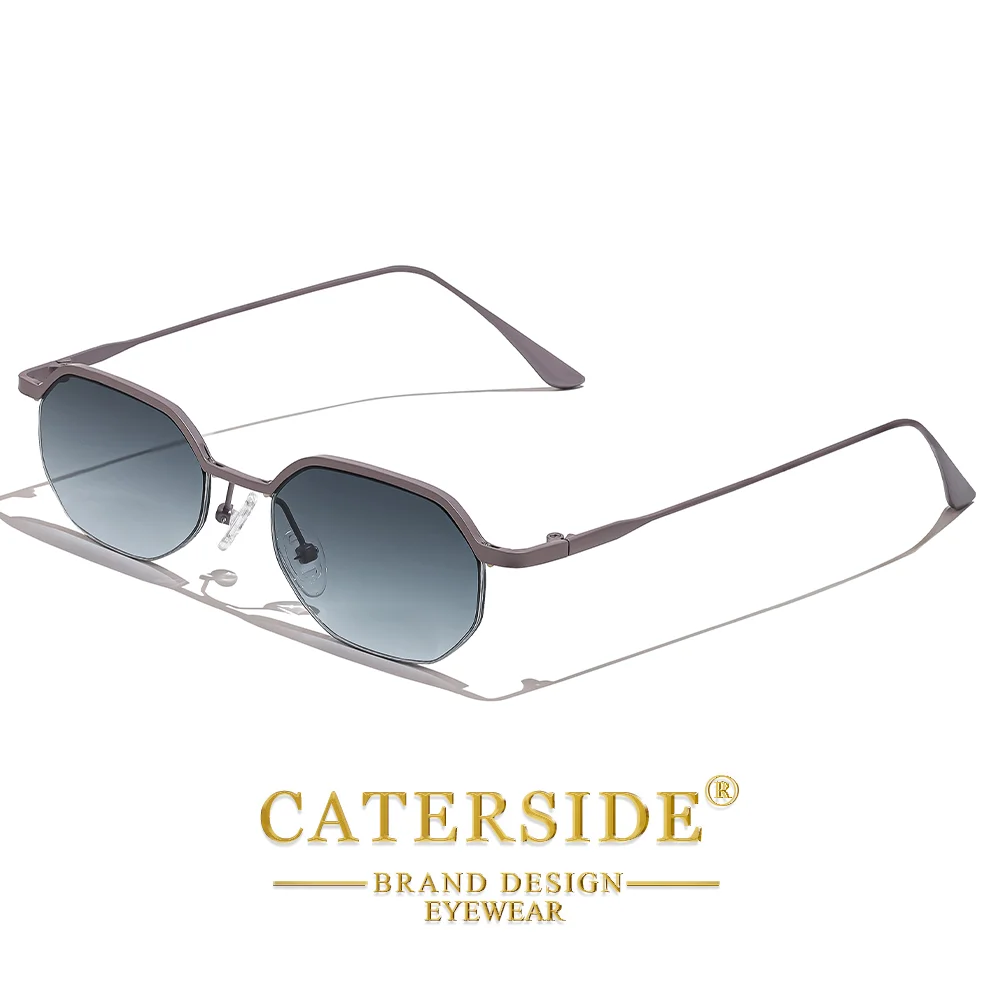 CATERSIDE Neue Retro-Sonnenbrille für Herren, polygonale Punk-Sonnenbrille mit kleinem Halbrahmen für Damen, Geschäftsreisen, Party, Brillen, UV400 – Detail 8