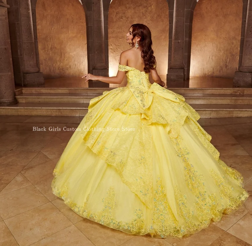 Princess Quinceanera Dresses One Shoulder Diamond Applique Tulle Mexico 16 Corset Customised