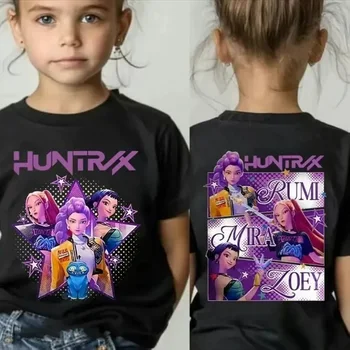 Kpop Demon Hunters Print Graphic Tshirt Summer Kids Clothes 2025 Movie T Shirt Girls Boys Short Sleeve Tops Comfortable T-shirt 1