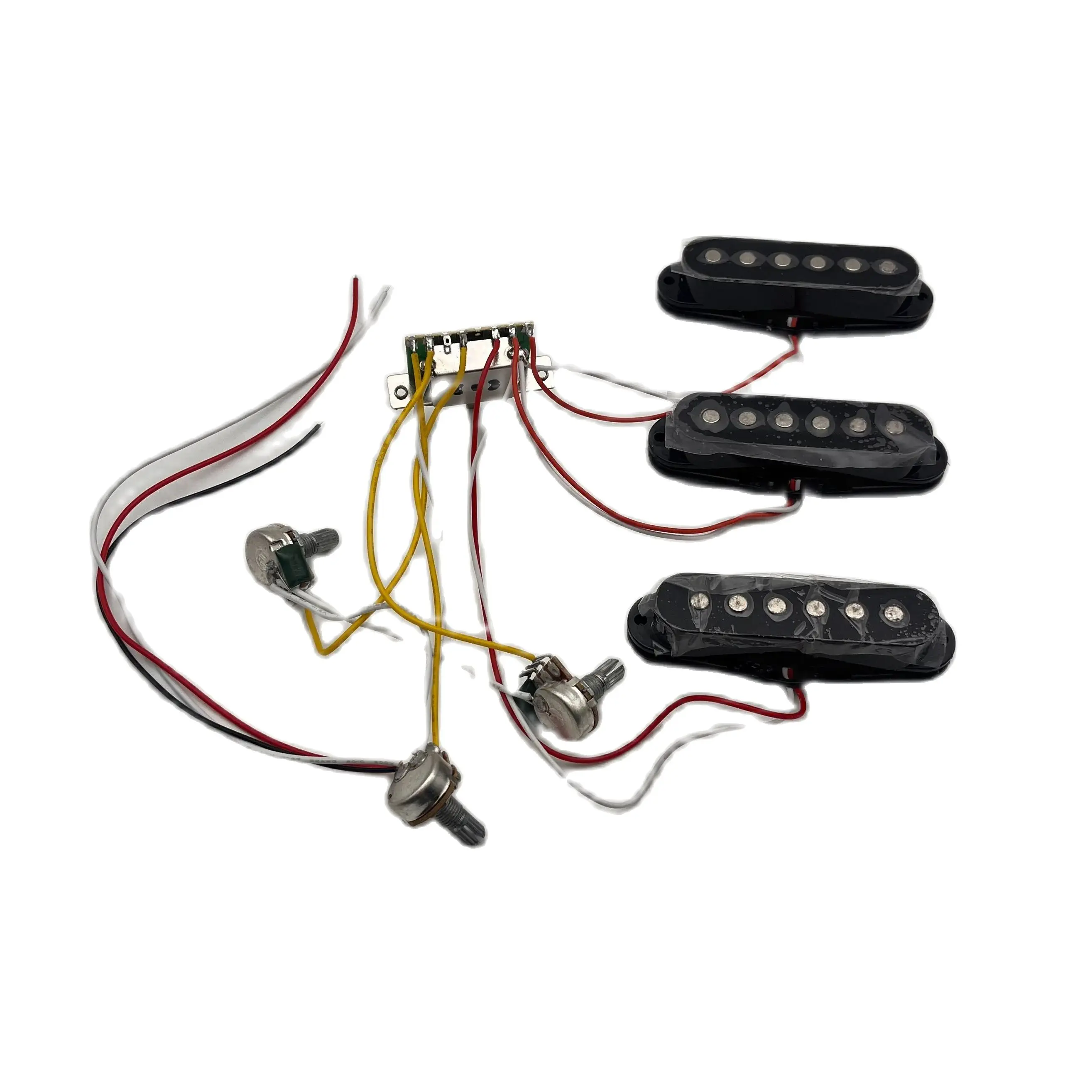 

Prewired Guitar Pickup Wiring Harness with SSS Single Pickups Set 2 Tone 1 Volume 5-way Switch Replacement for ST Style Electric