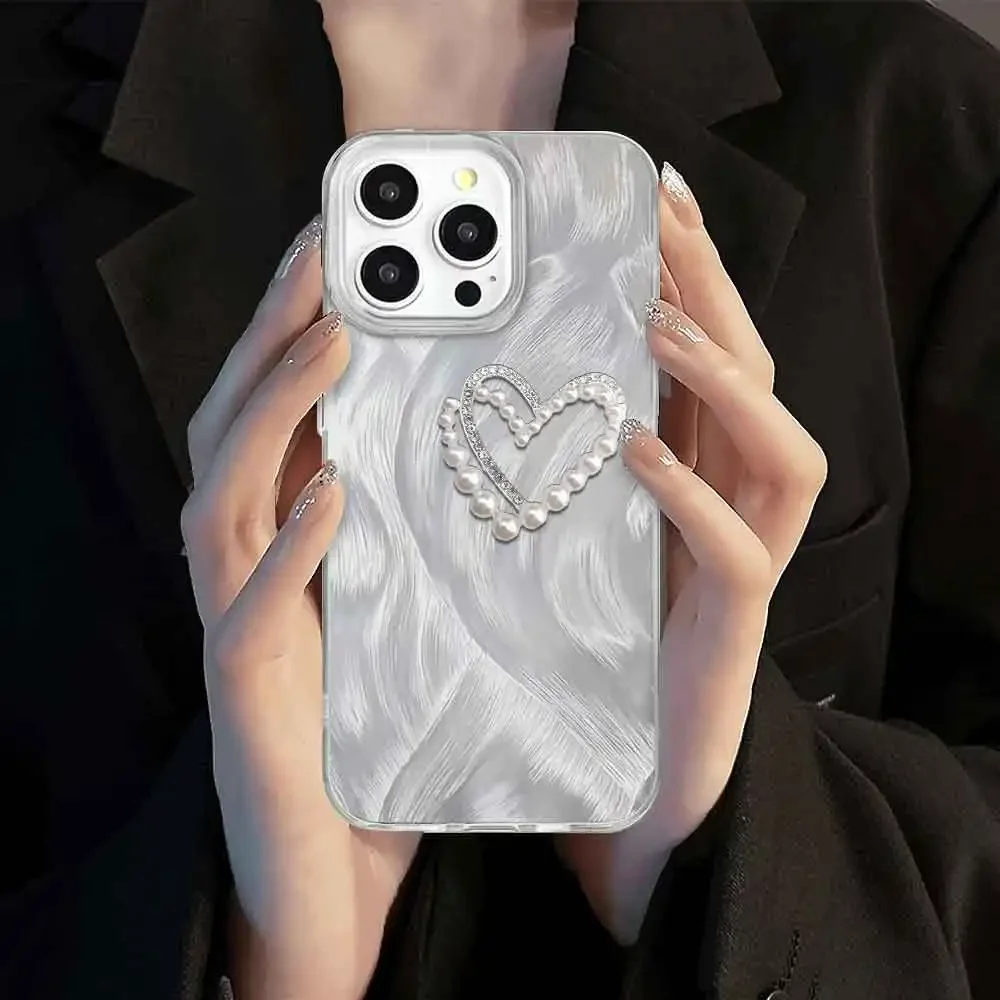 Coque pour Itel P55 4G 5G RS4 S23 P40 Plus A70 A60 A60S Coque de téléphone tendance ItelA05S A04 Luxe Bling 3D Love Heart Pearl Cover_voghion.com