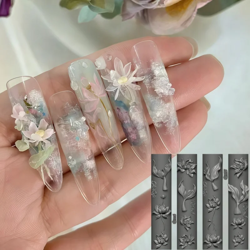 3D 실리콘 네일 아트 몰드 인어 여름 바다 조개 연못 금붕어 디자인 DIY 네일 장