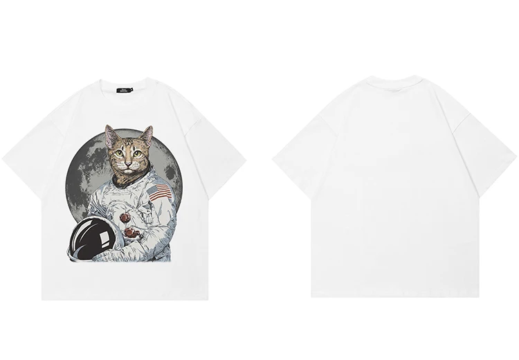 Funny Spaceman Cat Graphic Astronaut T-Shirt S116f1fbd98d74b95b1ea4f61452f9a92A