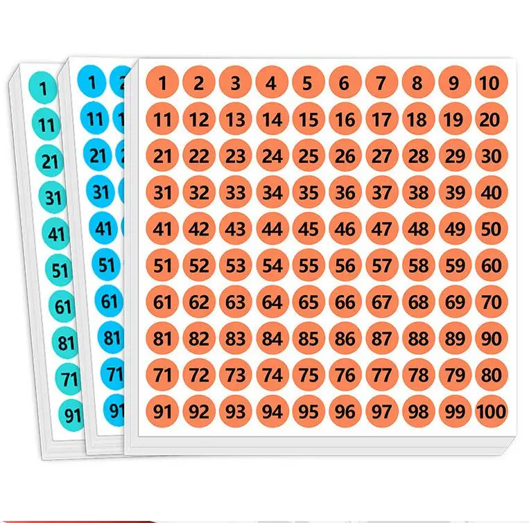 10장, 1cm 작은 원형 번호 스티커 1-100, 자체 접착 디지털 라벨, 마킹 번호 매기기 디지털 라벨
