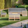 9-Piece Solid Wood Pine Patio Lounge Set with Cushions - Stylish Outdoor Furniture 1