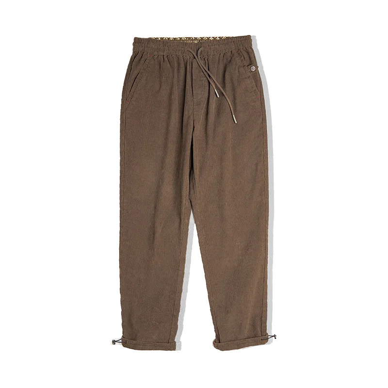 Maden Men's Corduroy Pants With Elastic Waistband Vintage Style Loose Straight Tube Casual Pants mens sports pants