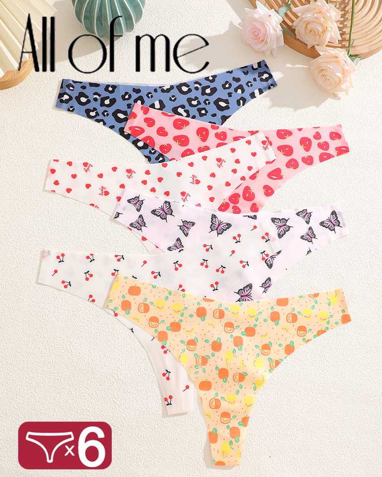 6Pcs/Set Ultra Soft Underwear For Women Sexy Graphic Print Seamless Thongs Female Stretch Leopard G Strings Comfort Lingerie