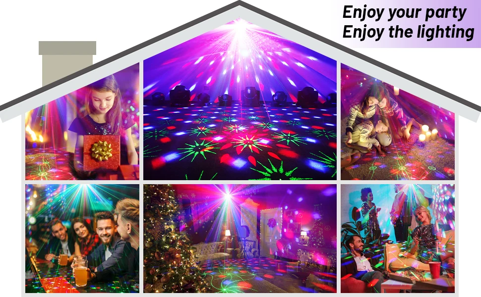 Luzes da Festa de Discoteca Lâmpada Bola Palco Som Ativado Natal Clube Bar Casamento Aniversário Projetor Estroboscópica dj Led Luz 7 Computers & Electronics