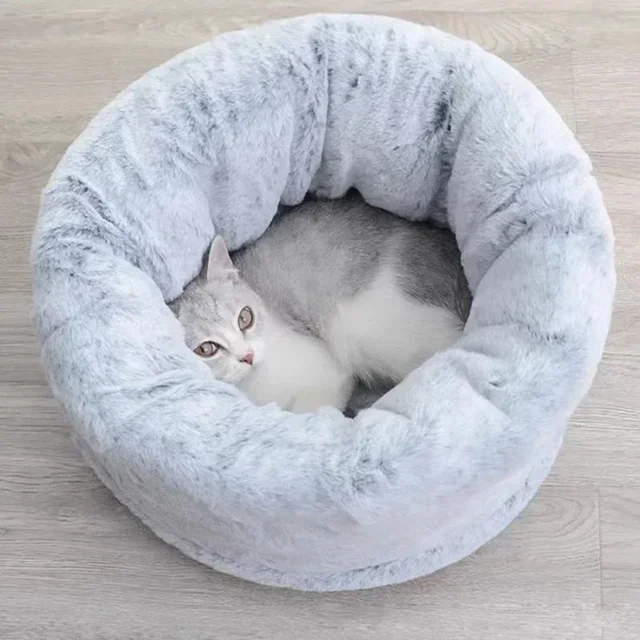 Pet Cat Burrow Bed Winter Soft Warm Plush Nest Thickened Sleeping Bag Puppy Kitten Sofa Cushion Set Pet Supplies 3