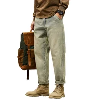 Jean 95% coton pour hommes, sarouel ample de haute qualité, mode Baggy décontracté, pantalon en Denim pour le travail en plein air, vêtements de marque pour hommes 6