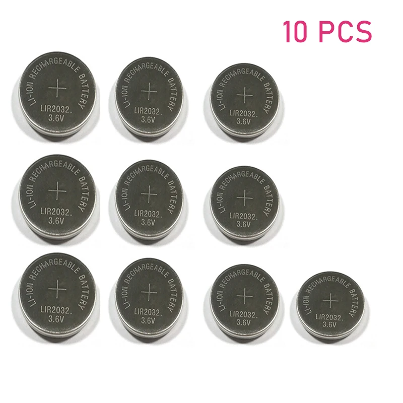 new10pcslotLIR203236VLionRechargeableButtonCoinCellBattery