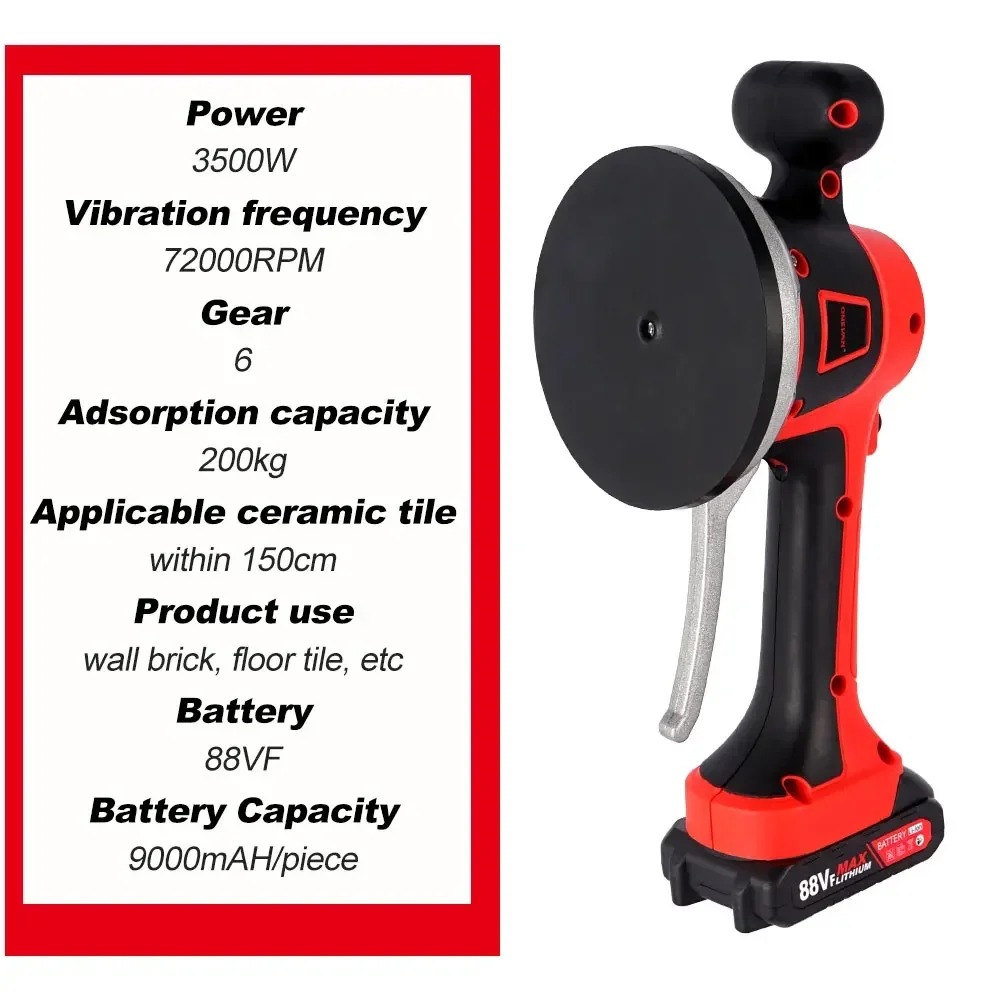 3500W tile vibration Tiling Tiles Machine 6Gear Vibrating Suction Cup For Tile Vibro Tile Machine For Makita 18V Battery