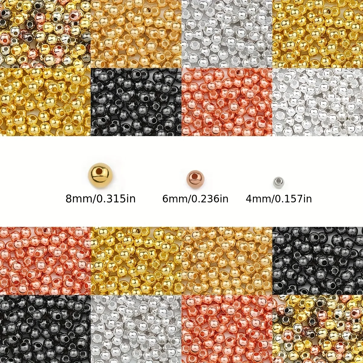 1500 قطعة 4/6/8 مللي متر CCB الفضة/الذهب اللون لتقوم بها بنفسك عدة صندوق مستدير فضفاض الخرز فاصل ل سوار قلادة صنع المجوهرات اكسسوارات