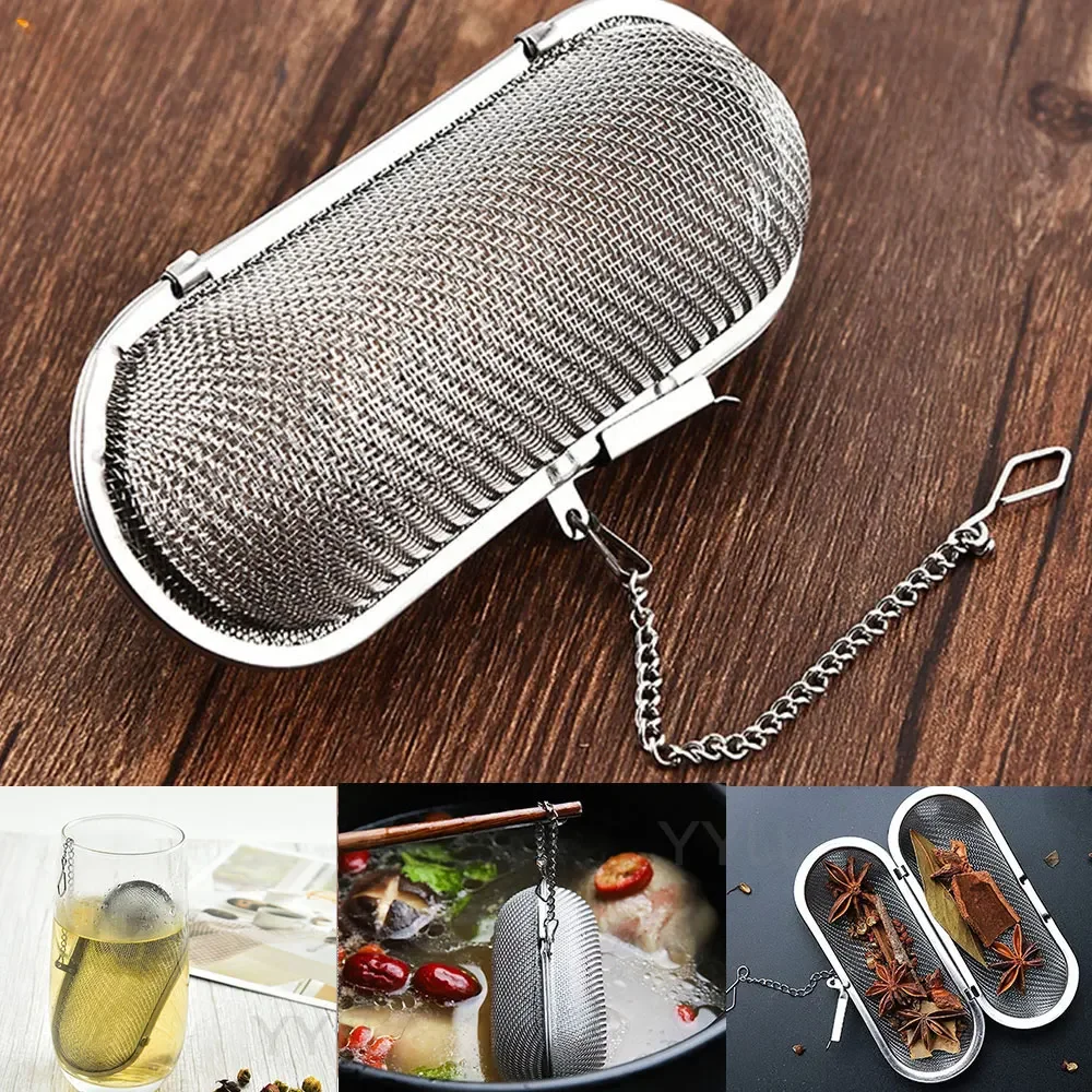 304 Stainless Steel Tea Strainer Soup Bag Filter Tea Maker Creative Long Strainer Ball Spice Flavor Treasure