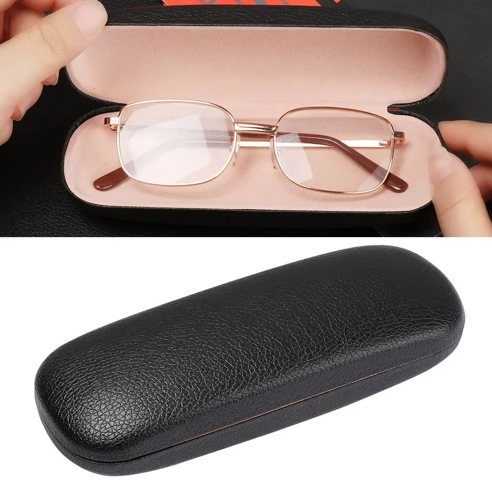 

Protable PU Leather Waterproof Hard Frame Eyeglass Cases Eyewear Protector Glasses Box Black Spectacle Cases