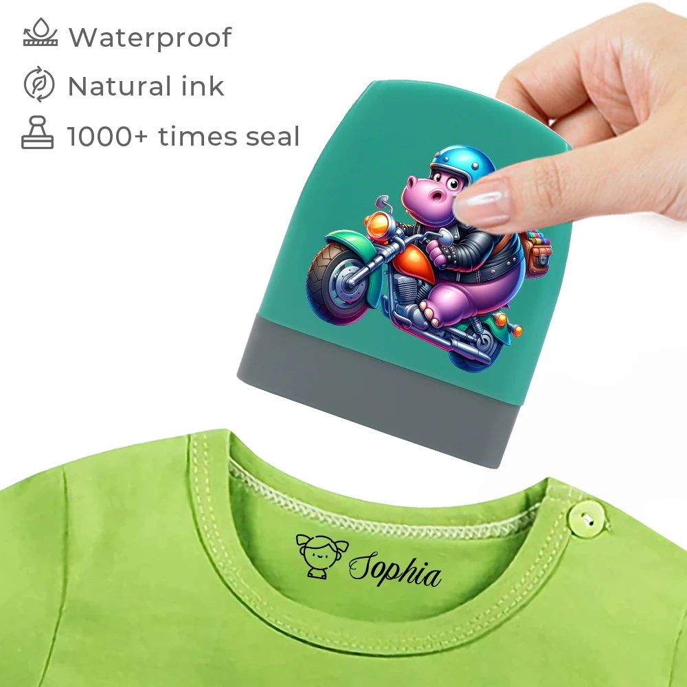 Funny Cartoon Shark Riding Small Animal Personalized Name Stamp For Kids Clothes Marcador De Ropa ni&ntilde;os Con Nombre