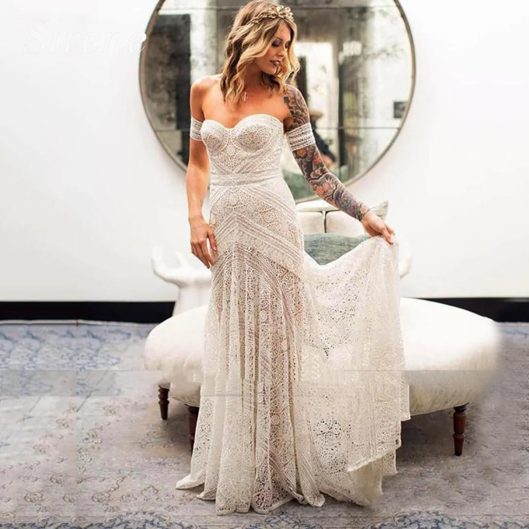 

Exquisite Wedding Dress For Woman A-Line Strapless Detachable Sleeves Bridal Gown Backless Sweep Train Lace Appliques Customed