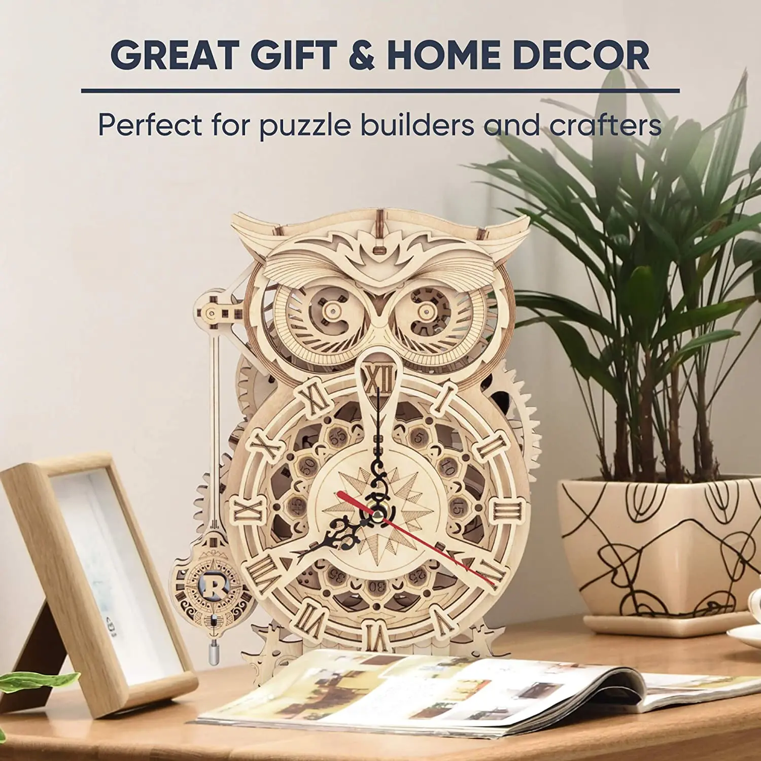 LK503 DIY 3D Wooden Puzzle Model Building Kit Owl Clock Assembly Toy Children Adult 161 Pieces Toys Construction for Adults |