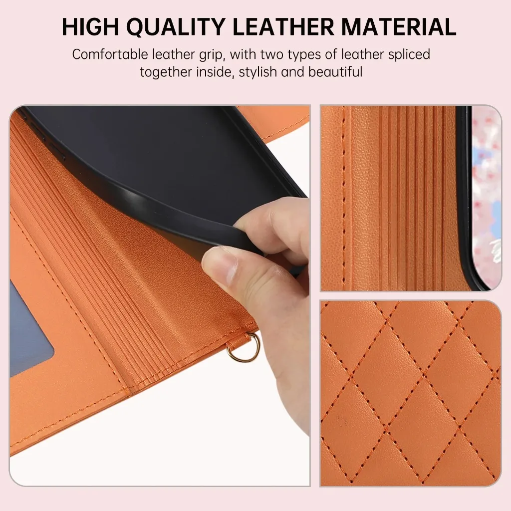 Quilted Zipper Wallet Phone Case with Crossbody Strap and Card Holder