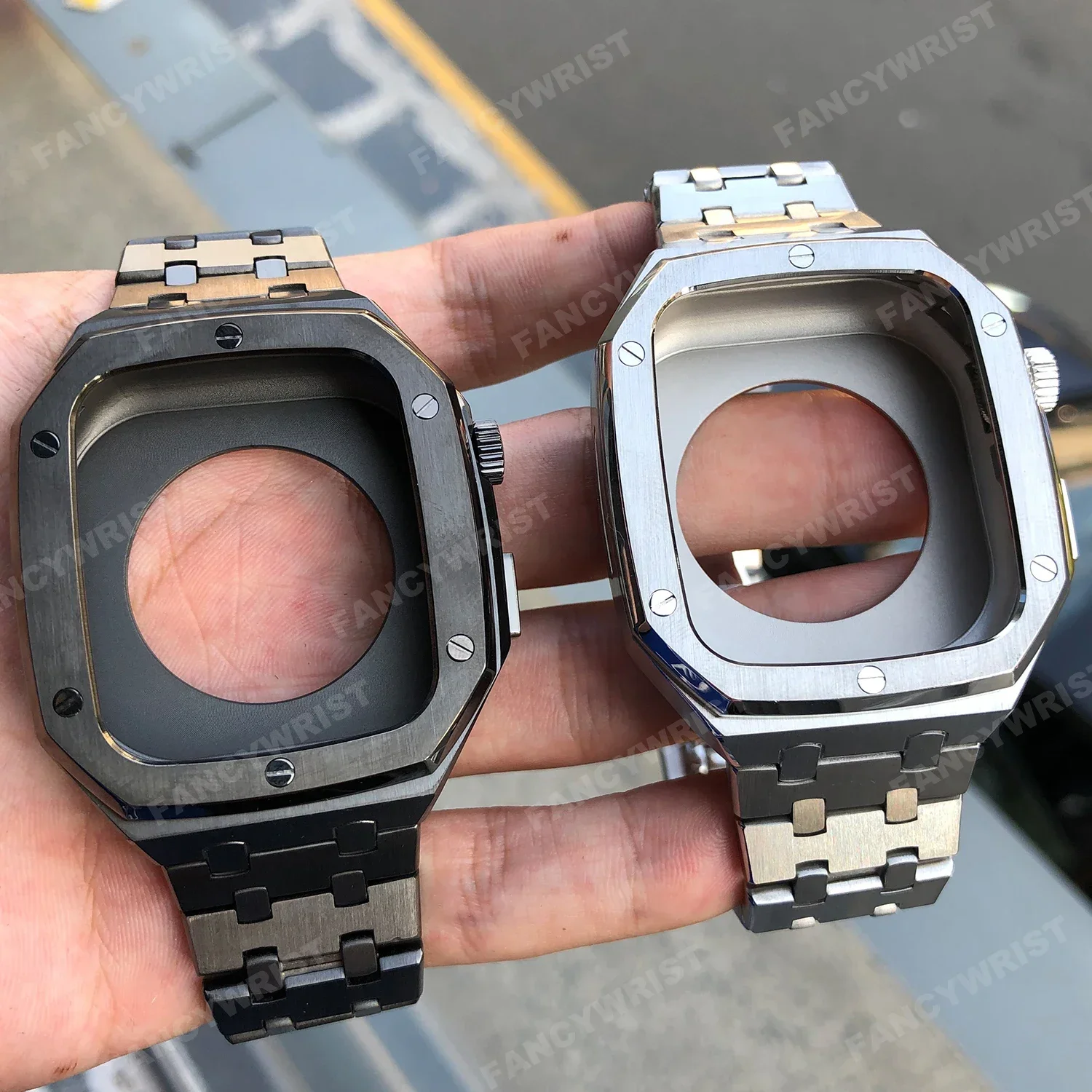 Luxury Modification Kit Bezel Case Band For Apple Watch Serie 9 8 7 45mm 6 5 4 SE 44mm Metal steel Band for iWatch refit Mod kit