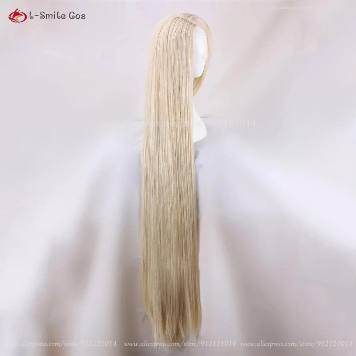 120cm Damen Princess Wig Lang Blond Gerade Seiten-Scheitel + Wig Cap 3