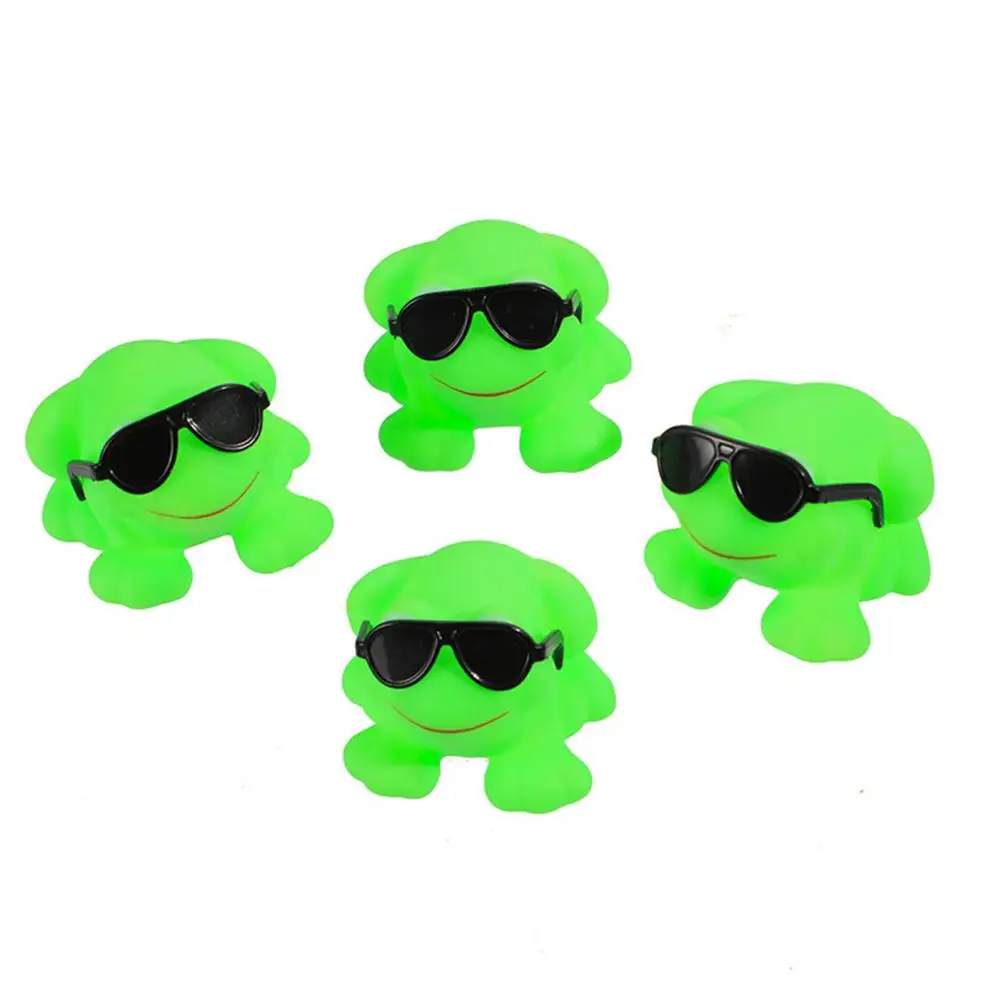 

Floating Frog Toy 16pcs Sunglasses Frog Bath Toy Set for Stress Relief Mini Floating Rubber Frogs with Green Glasses for Kids