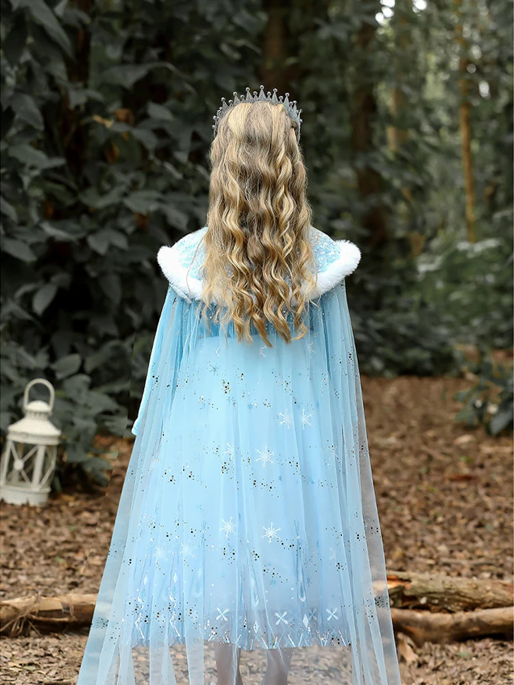 Mantello Da Principessa Per Bambine In Velluto - Con Paillettes Stelle E Luna, Per Halloween E Carnevale