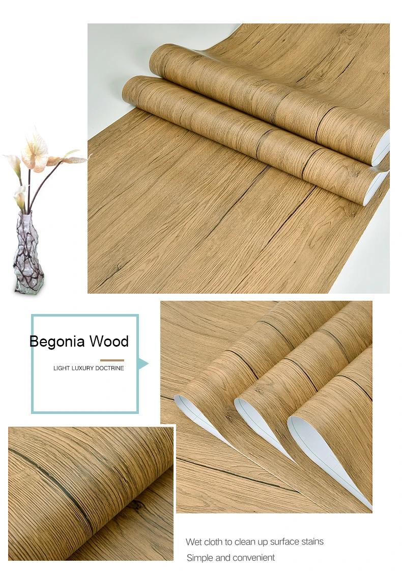 S11703c196577404590f3faf80aa15e49k Waterproof Self Adhesive Wallpaper Roll Furniture Cabinets Vinyl Decorative Film Wood Grain DIY Wall Stickers For Home Decor Mallzona