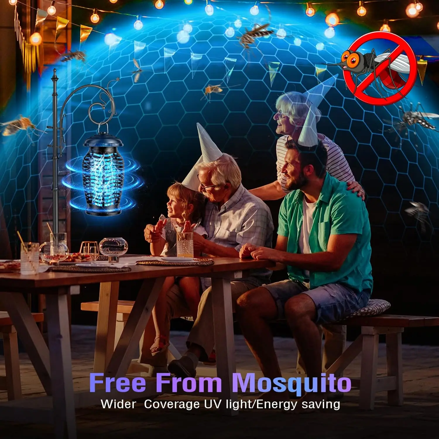 High-Voltage Bug Zapper-Outdoor Mosquito Trap for Garden Patio
