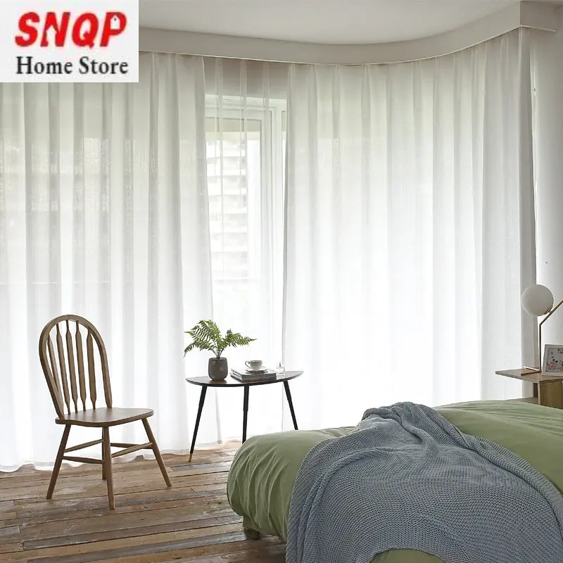 

Nordic Light Luxury High-precision Cotton and Linen Curtains Light-transmitting Living Room Bedroom Balcony Curtain Custom