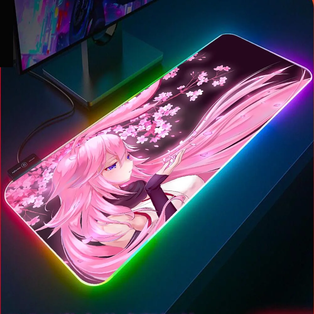 

Anime Collapse 3 Yae Sakura RGB Pink Mouse Pad Gaming Accessories Laptop Colorful LED Pink Girl Keyboard Gaming Desk Carpet Mat