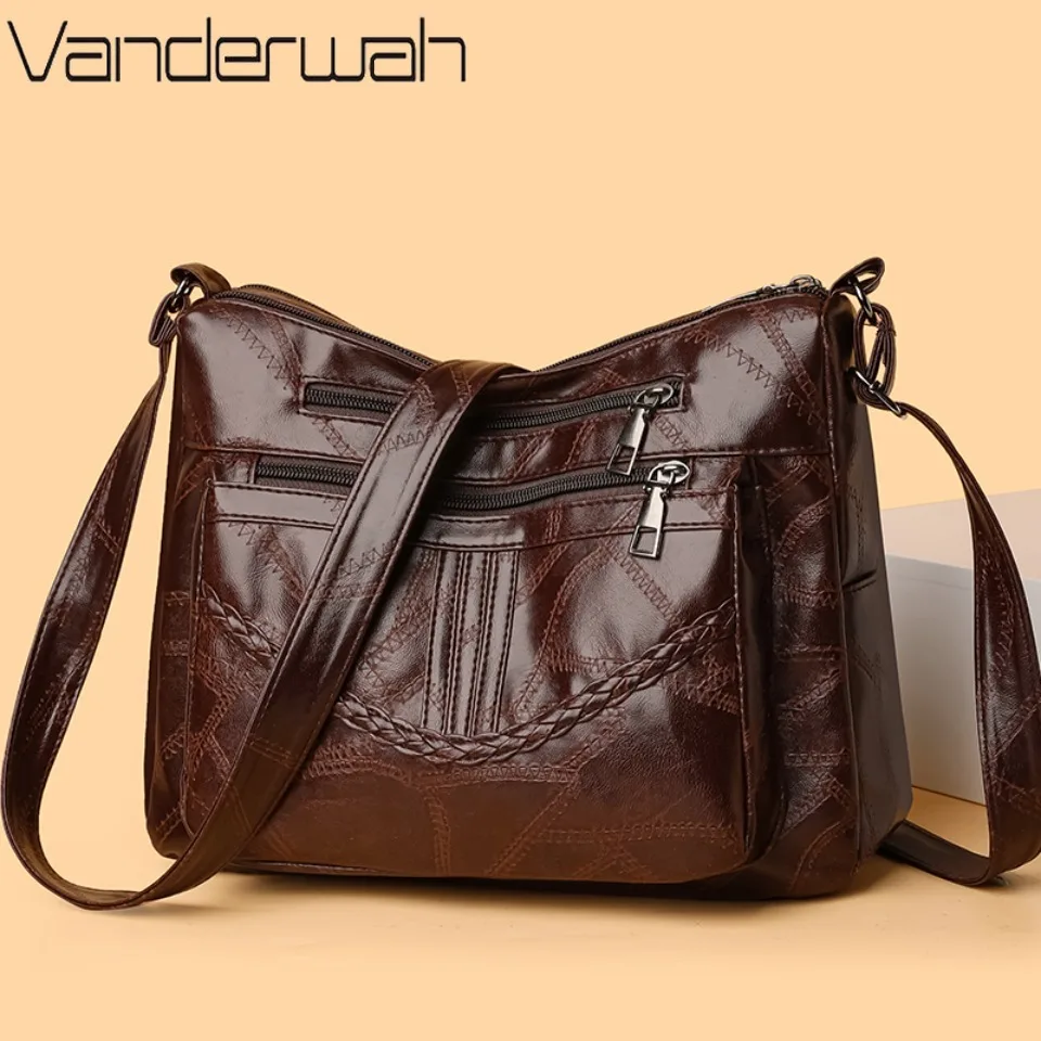 Women's Bags Light Multi-pocket Design Ladies Crossbody Shoulder Bags Vintage Pu Leather Purses Handbags