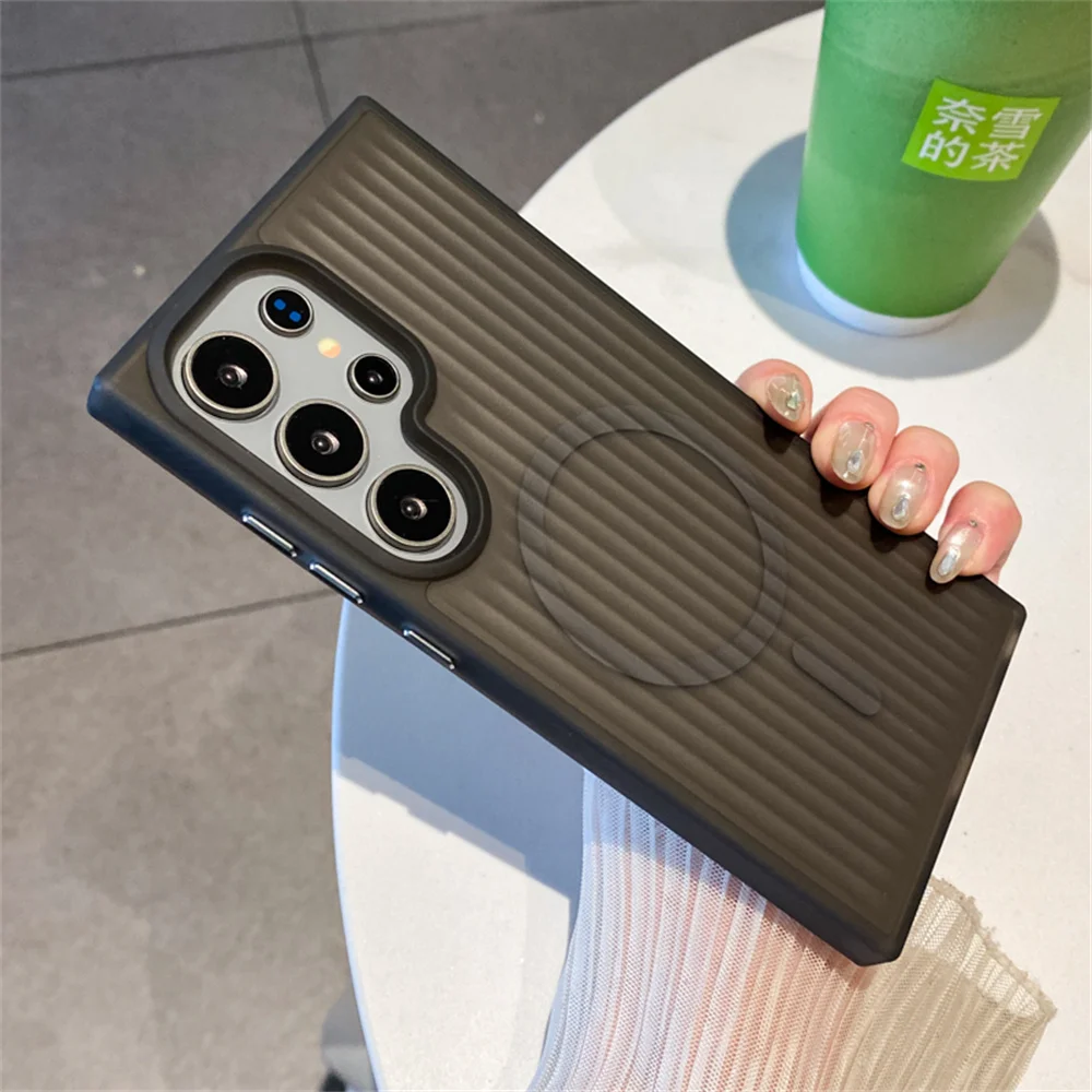Translucent Frosted Magnetic Phone Case with Corrugated Matte Finish