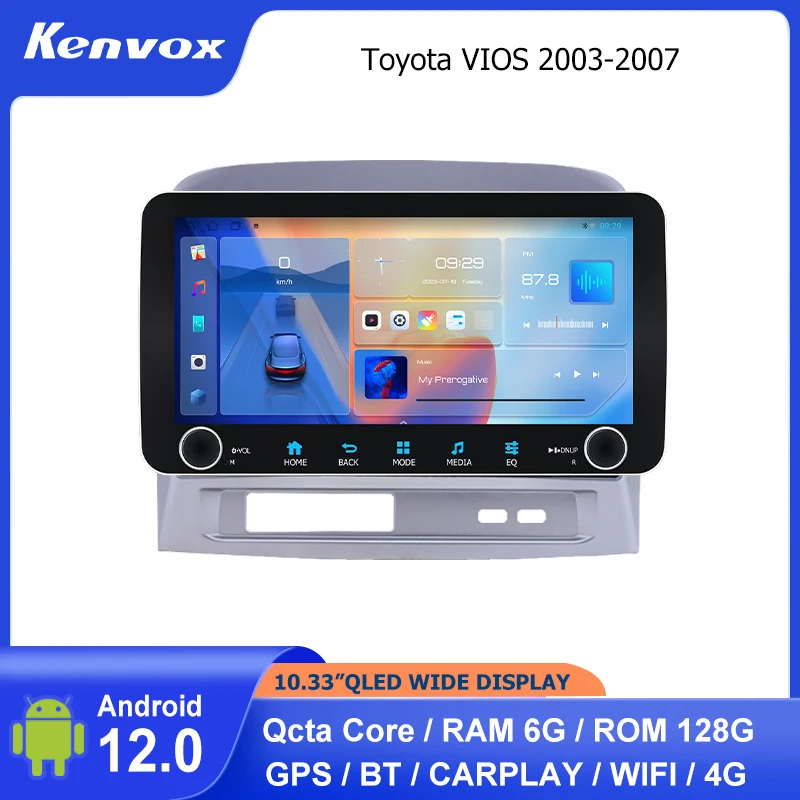 

10.33" WIDE QLED 2 din Android Car radio For Toyota VIOS 2003-2007 Multimedia GPS Navigation Autoradio video head unit
