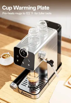 20 Bar Espresso Machine with Milk Frother, Compact Touch Screen Coffee Maker, 41oz Tank for Home, Stainless Steel for Latte, Cappuccino 5